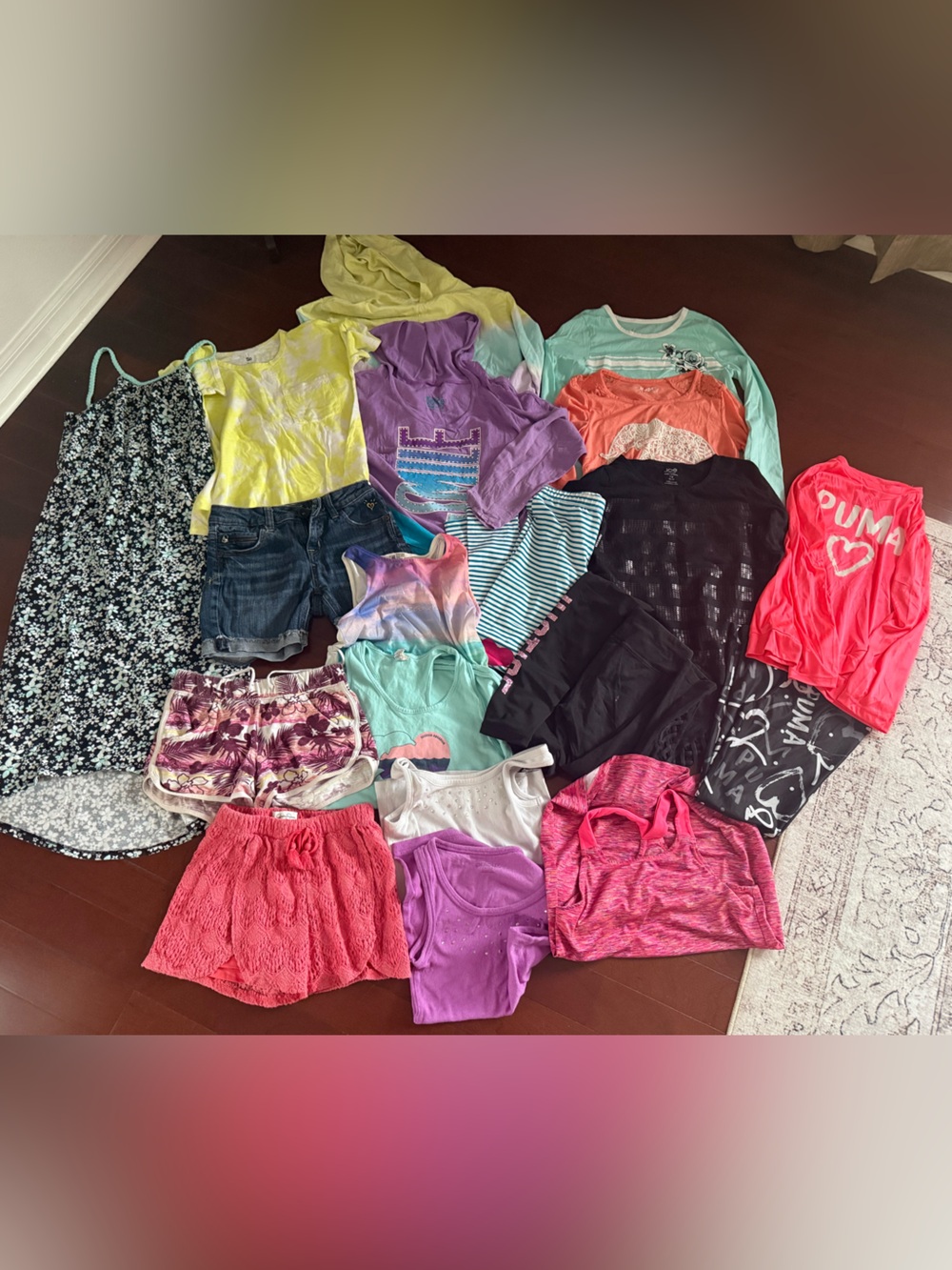 Girls Mixed Casual Tops, shorts, leggings Bundle - Bright Multi-Color